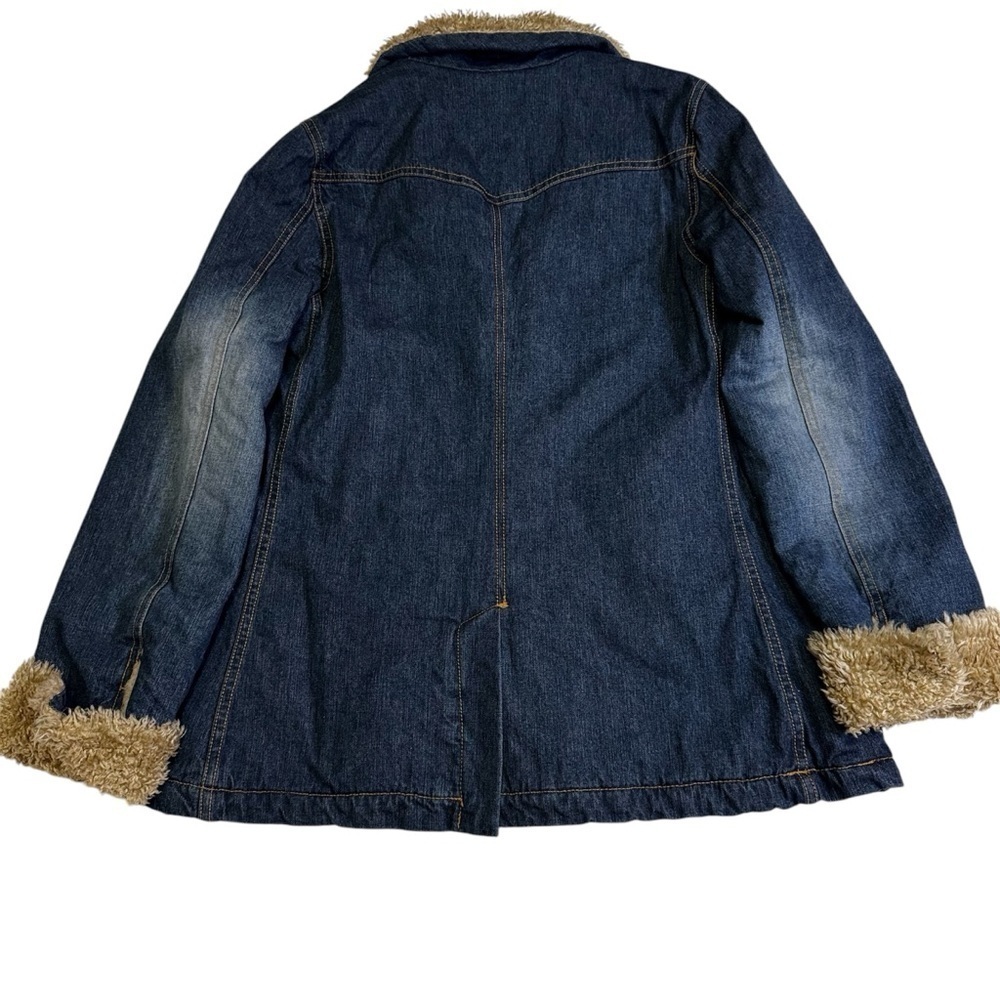 Abercrombie and Fitch Denim Barn Jacket Coat Size Large Sherpa Lined Pockets NEW - Picture 4 of 12